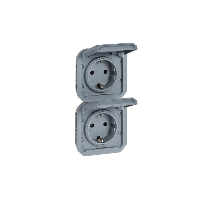 Base de corriente precableada IP 55-2x2P+T vertical modular gris 069577L Legrand Plexo