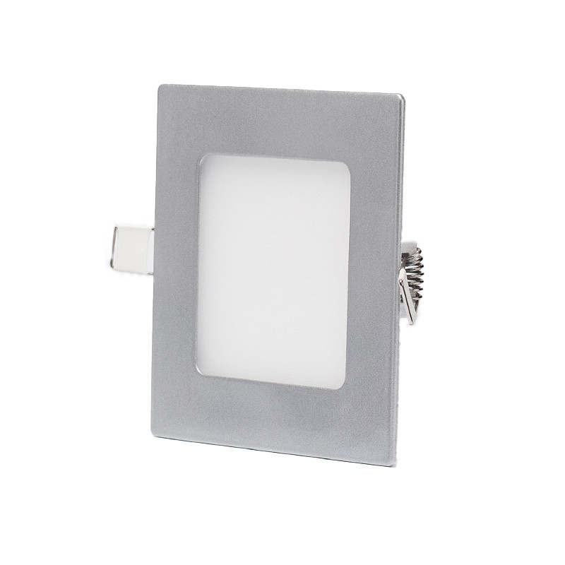 Downlight LED de empotrar cuadrado 9W color plata Threeline