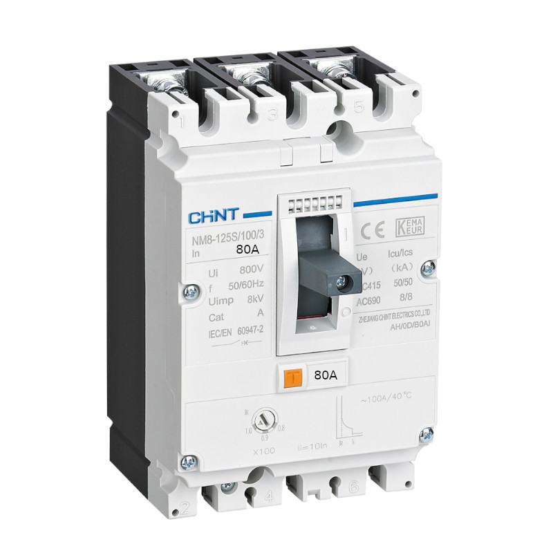 Interruptor caja moldeada con relé termomagnético Chint 80A