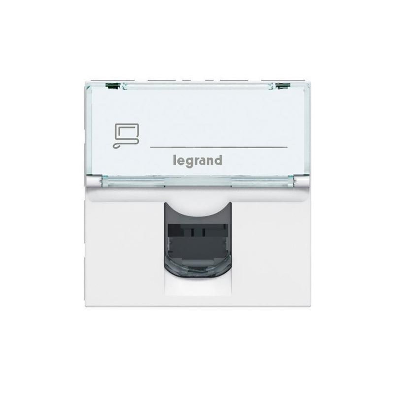 Base toma de datos RJ45 Categoría 6 UTP Blanco Legrand Mosaic 2 módulos